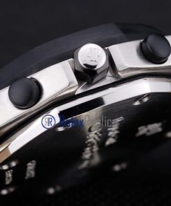 Alternative view of audemars piguet replica chrono offshore gommino strip leather black dial imitazione copia