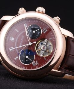 Alternative view of audemars piguet replica chrono rose gold strip leather brown imitazione copia