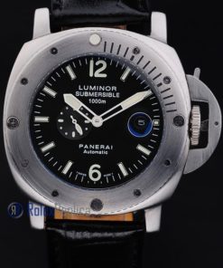 Alternative view of Panerai replica luminor marina submersible acciaio black dial imitazione copia