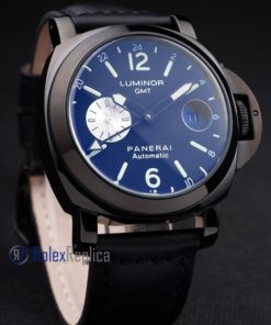 Alternative view of Panerai replica luminor GMT pro-hunter pvd strip leather imitazione copia
