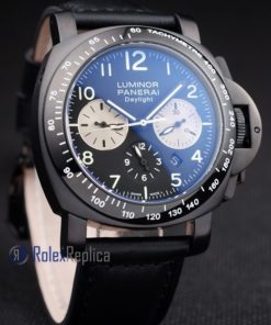 Alternative view of Panerai replica luminor daylight chrono pro-hunter pvd strip leather imitazione copia