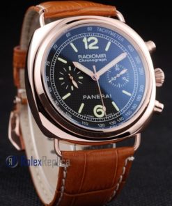 Alternative view of Panerai replica radiomir chronograph rose gold strip leather imitazione copia