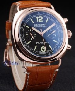 Panerai replica radiomir chronograph rose gold strip leather imitazione copia