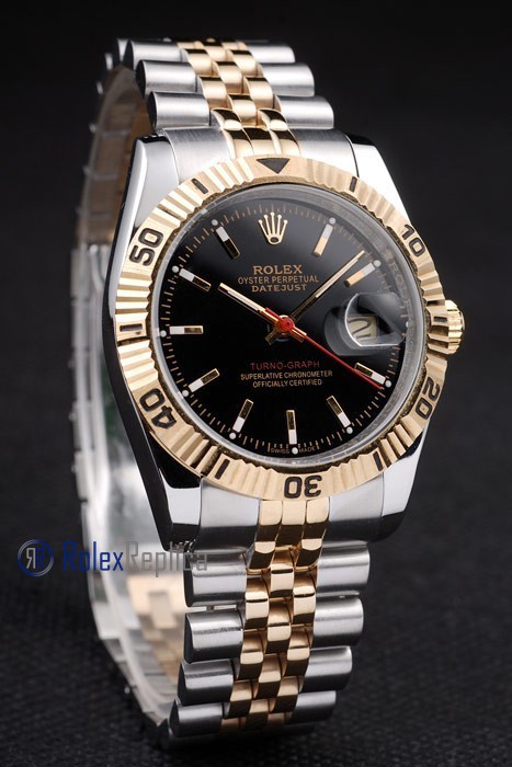 rolex replica turn-o-graph ETA swiss 2836.2 | 2 rolex replica turn-o-graph acciaio oro black imitazione orologio - immagine 2