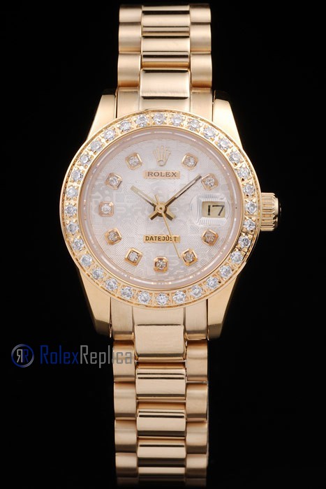 rolex replica datejust ETA swiss 2836.2 | 2 rolex replica datejust lady oro full brillantini centenario orologio imitazione - immagine 2