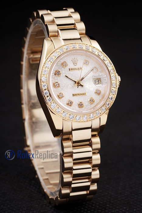rolex replica datejust ETA swiss 2836.2 | 4 rolex replica datejust lady oro full brillantini centenario orologio imitazione - immagine 4