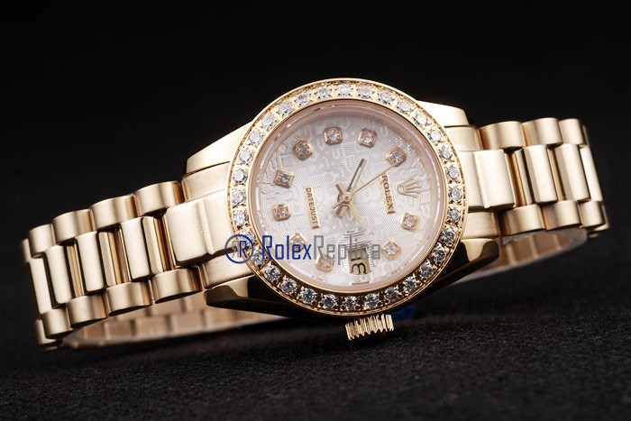 rolex replica datejust ETA swiss 2836.2 | 5 rolex replica datejust lady oro full brillantini centenario orologio imitazione - immagine 5