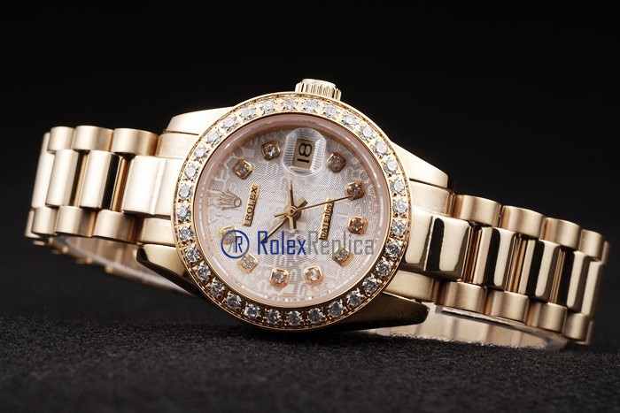 rolex replica datejust ETA swiss 2836.2 | 6 rolex replica datejust lady oro full brillantini centenario orologio imitazione - immagine 6