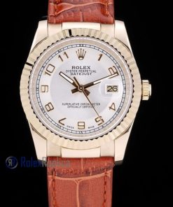 Alternative view of rolex replica datejust oro giallo strip leather orologio imitazione