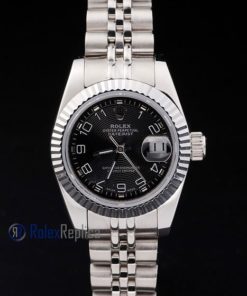 Alternative view of rolex replica datejust lady acciaio black arab orologio imitazione