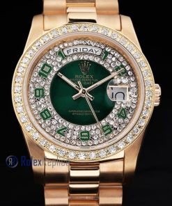 Alternative view of rolex replica daydate oro SARU  green arab orologio imitazione