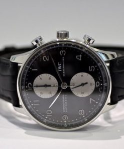 Alternative view of iwc replica portoghese chrono panda dial strip leather orologio imitazione
