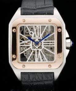 Alternative view of Cartier replica santos skeletron acciaio rose gold strip leather orologio imitazione perfetta