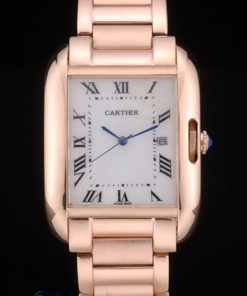 Alternative view of Cartier replica tank americaine rose gold white dial orologio imitazione perfetta