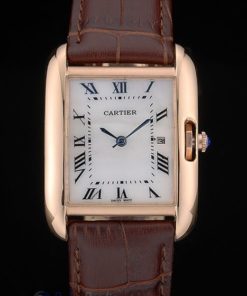 Alternative view of Cartier replica tank americaine rose gold strip leather brown orologio imitazione perfetta