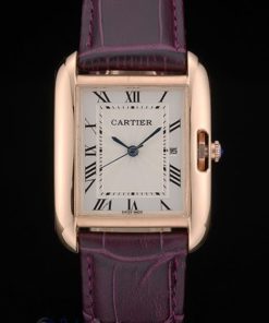 Alternative view of Cartier replica tank americaine rose gold strip leather cherry orologio imitazione perfetta