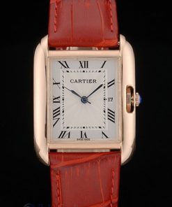 Alternative view of Cartier replica tank americaine rose gold strip leather red orologio imitazione perfetta