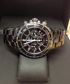 Alternative view of Chanel replica J12 Chronograph H1009 Twin Row Diamond Bezel Black Ceramic