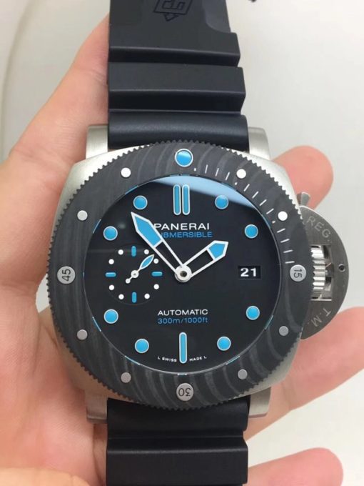 PANERAI REPLICA PAM 799 CARBOTECH SUBMERSIBLE TITANIUM WATCH WITH SUPER CLONE P.9010
